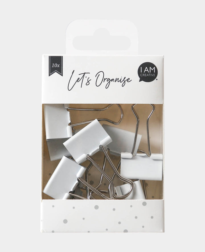 Binder Clips, Weiss, Klemmweite bis 10 mm, Breite 25 mm, 10 Stk.