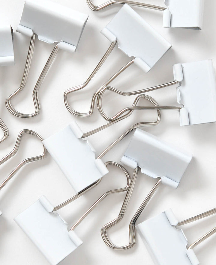 Binder Clips, Weiss, Klemmweite bis 10 mm, Breite 25 mm, 10 Stk.