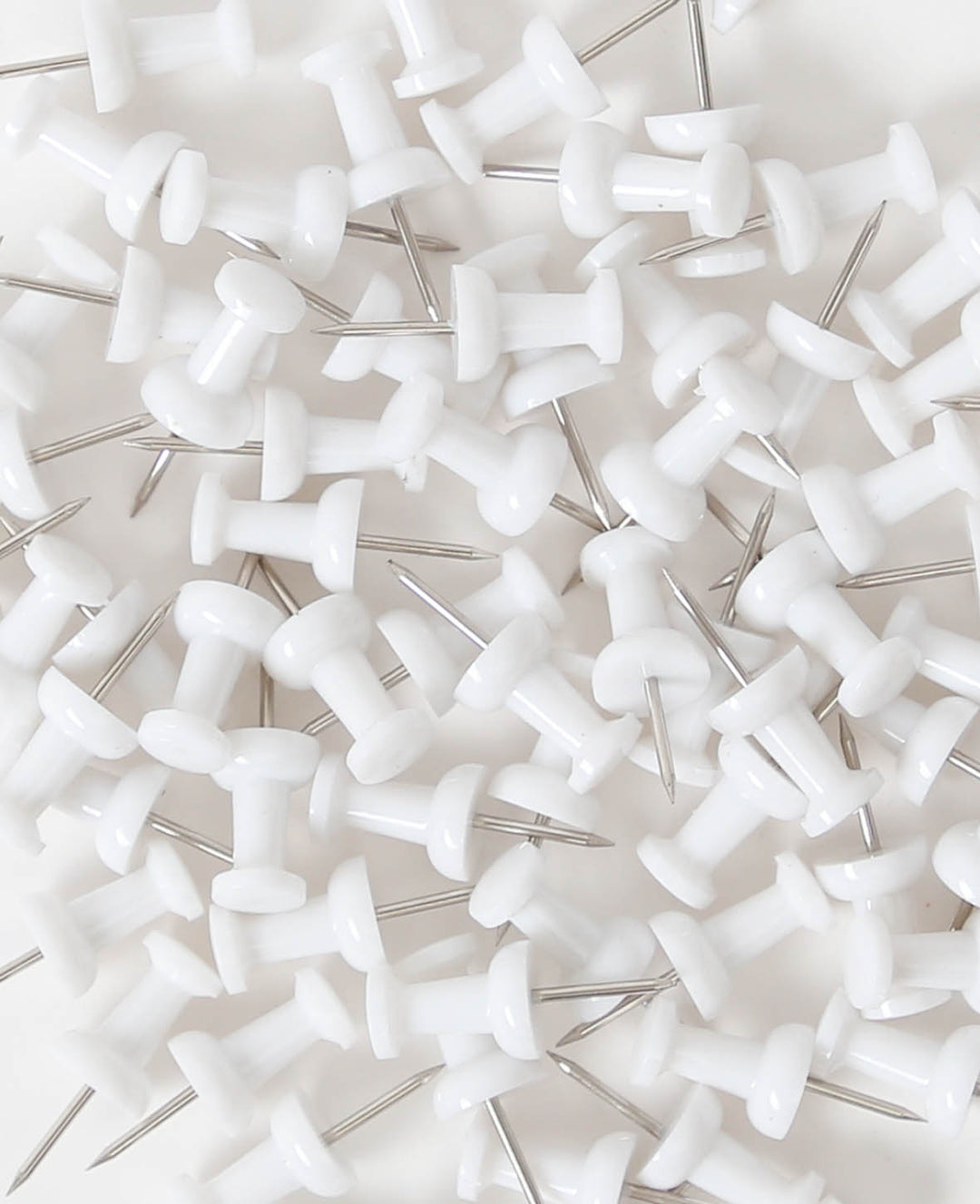Push Pins, Thumbtacks with Long Point and Easy-Grip Plastic Head for Bulletin Boards, White, ø 9 x 24 mm, 100 pcs.