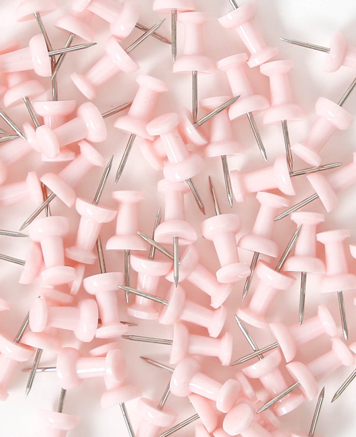 Push Pins, Pinnadeln mit langer Spitze und griffigem Plastikkopf für Pinnwände, Rosa, ø 9 x 24 mm, 100 Stk.