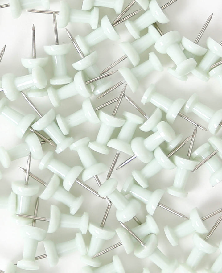 Push Pins, Pin Needles with Long Point and Easy-Grip Plastic Head for Pinboards, Light Green, ø 9 x 24 mm, 100 pcs.