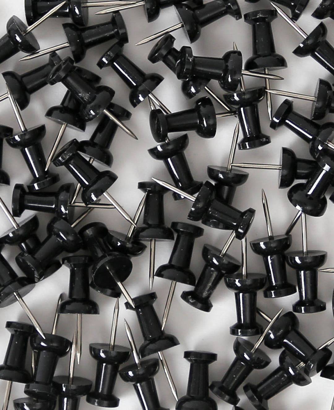 Push Pins, Pinnadeln mit langer Spitze und griffigem Plastikkopf für Pinnwände, Schwarz, ø 9 x 24 mm, 100 Stk.