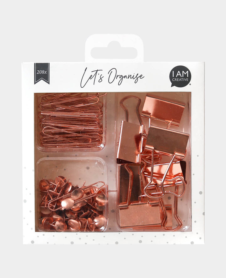 Clips Set Rose Gold, Rose Gold, 32 mm, 49 x 10 mm, ø 10 x 10 mm, 208 pcs.