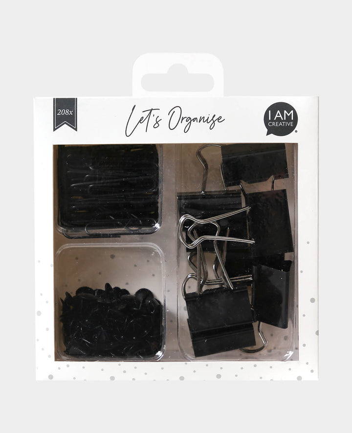 Clips Set, Black, 32 mm, 49 x 10 mm, ø 10 x 10 mm, 208 pcs.