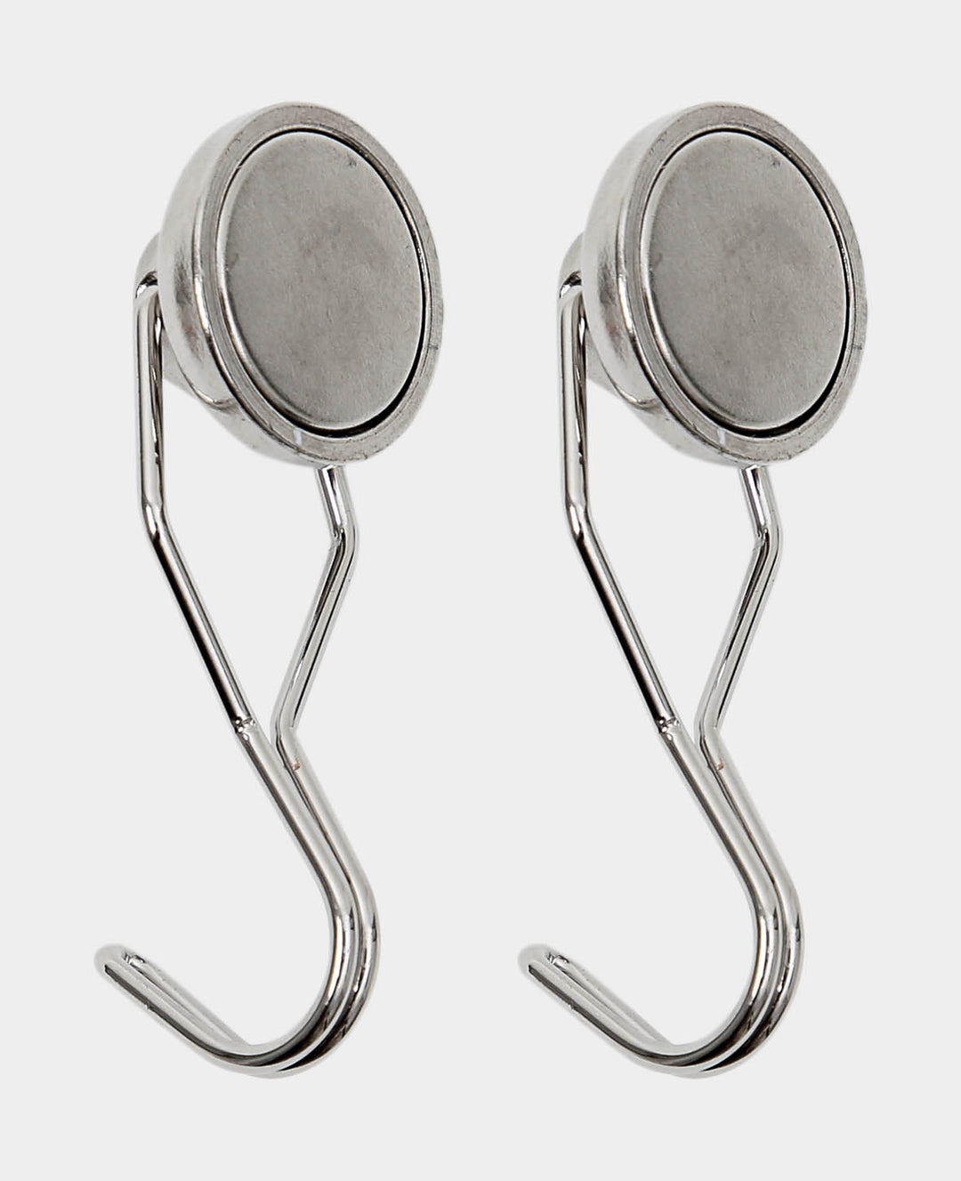 Extra strong magnetic hooks, magnets with movable wire hook, silver, 2.5 x ø 2.5 x 6.5 cm, 2 pieces