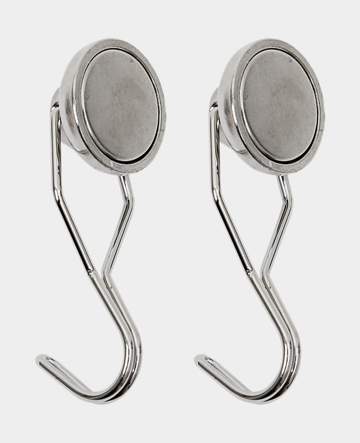 Extra strong magnetic hooks, magnets with movable wire hook, silver, 2.5 x ø 2.5 x 6.5 cm, 2 pieces