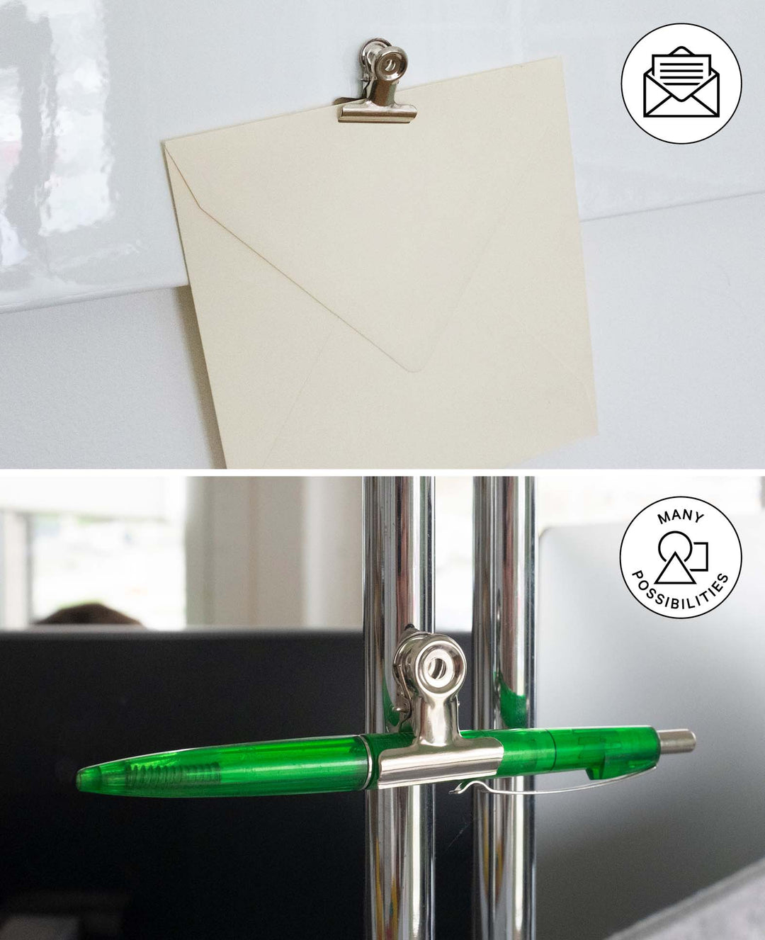 XL Magnete mit Klammer stark, Magnetklammern mit guter Klemmkraft, Silber, 3.6 x 2.4 x 5 cm, 3 Stück