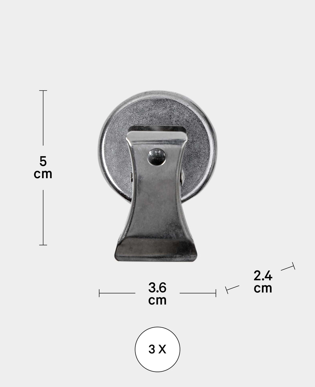 XL Magnete mit Klammer stark, Magnetklammern mit guter Klemmkraft, Silber, 3.6 x 2.4 x 5 cm, 3 Stück