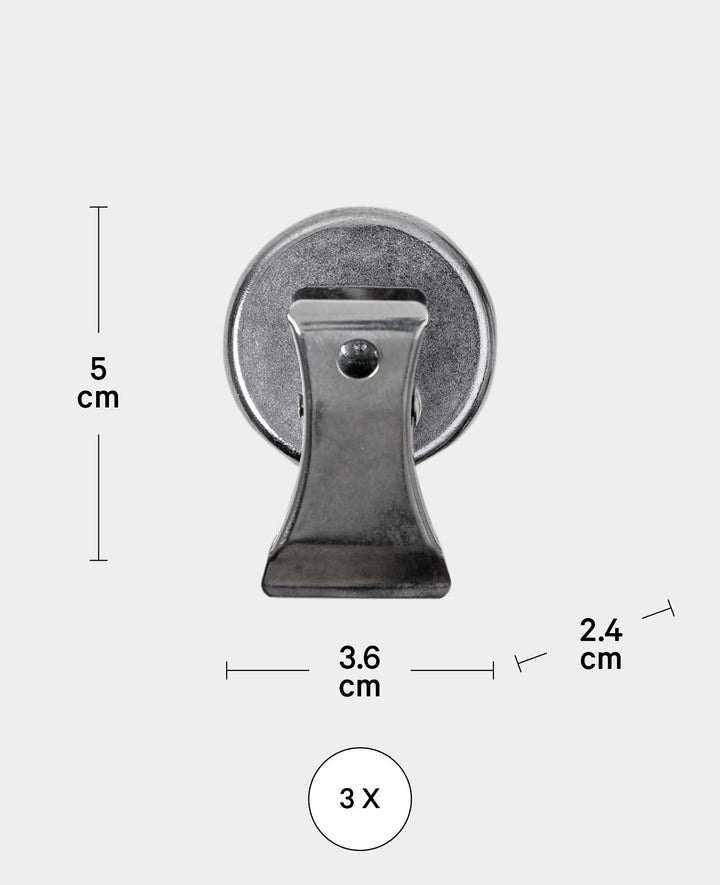XL Magnete mit Klammer stark, Magnetklammern mit guter Klemmkraft, Silber, 3.6 x 2.4 x 5 cm, 3 Stück