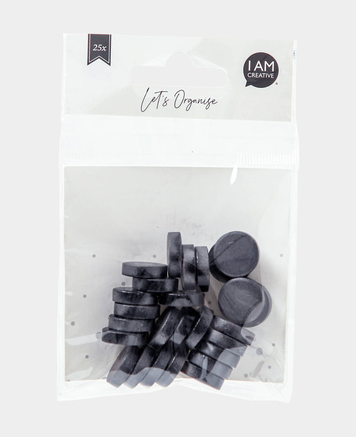 Round Magnets, Pushpin Magnets for Various Crafts, Black, ø 1.7 x 0.5 cm, 25 pieces