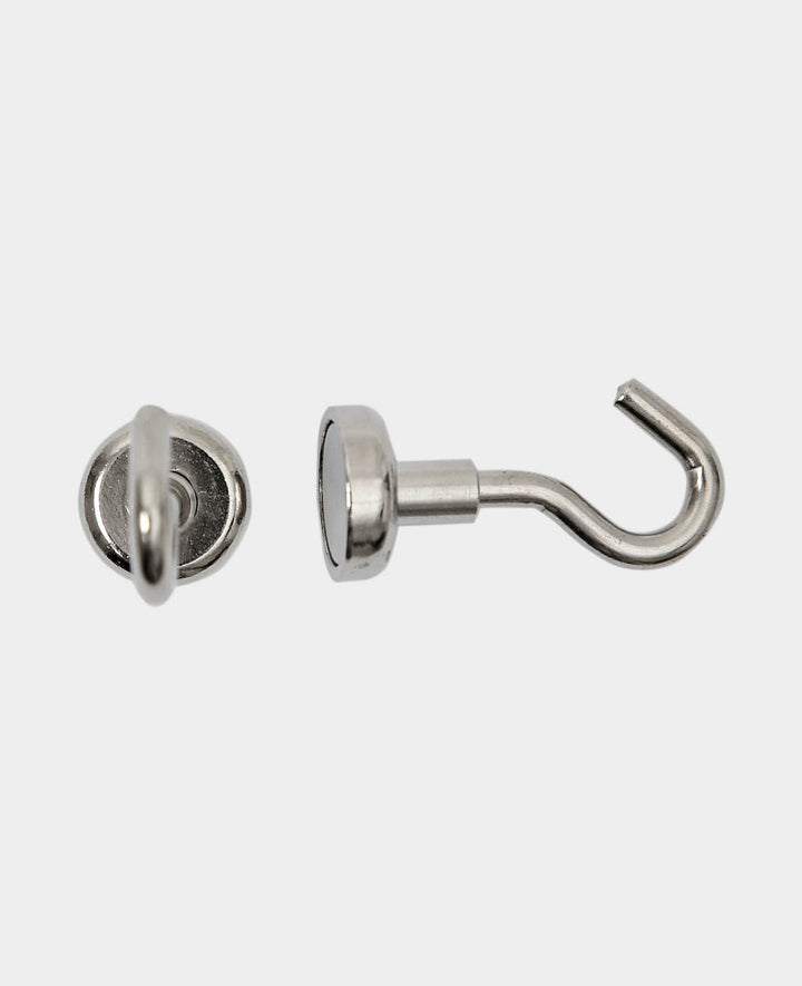 Magnethaken stark, Magnete mit abschraubbarem Haken, Silber, ø 1.6 x 3.6 cm, 2 Stück