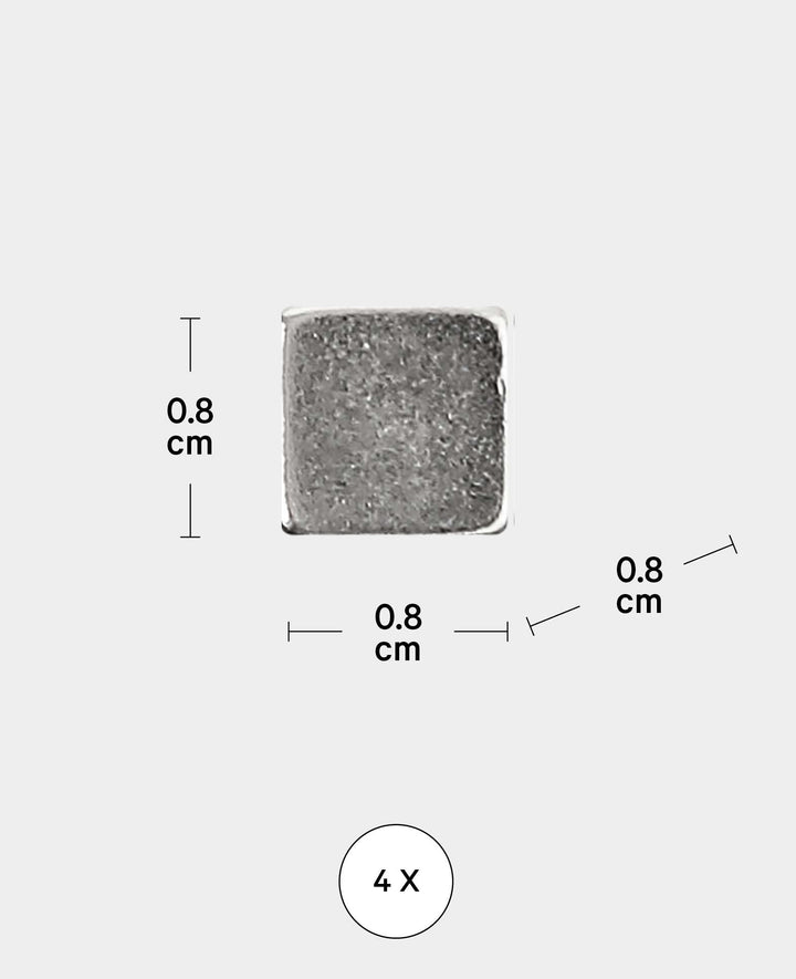 Magnete Quadrat stark, Würfelmagnete mit guter Haftkraft, Silber, 0.8 x 0.8 x 0.8 cm, 4 Stück
