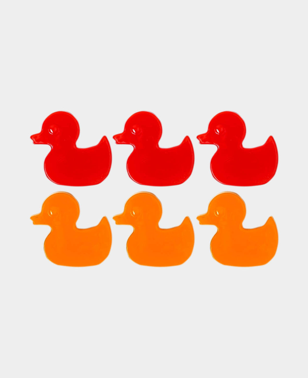 Canard aimanté, aimants décoratifs, rouge et orange, 0.7 x 1.9 x 1.8 cm, 6 pièces