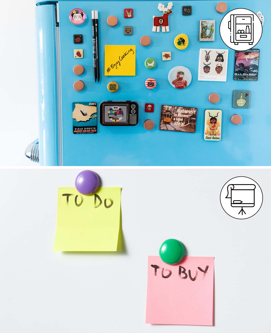 Pom-pom magnets, decorative magnets, colourful, ø 3 cm, 6 pieces