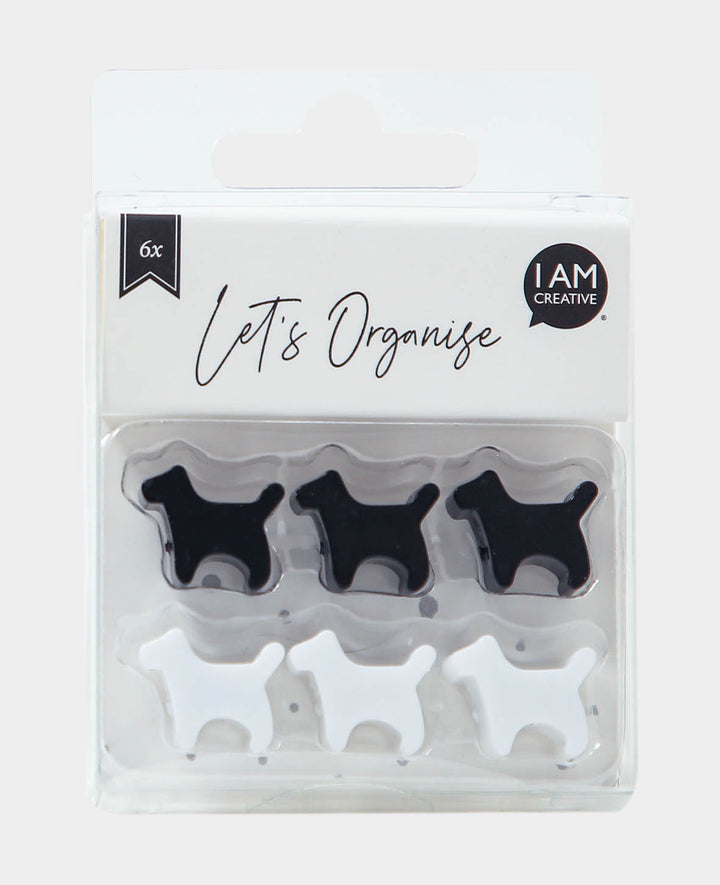 Magnete Hund, Dekomagnete, Schwarz &amp; Weiss, 0.7 x 1.9 x 1.6 cm, 6 Stück