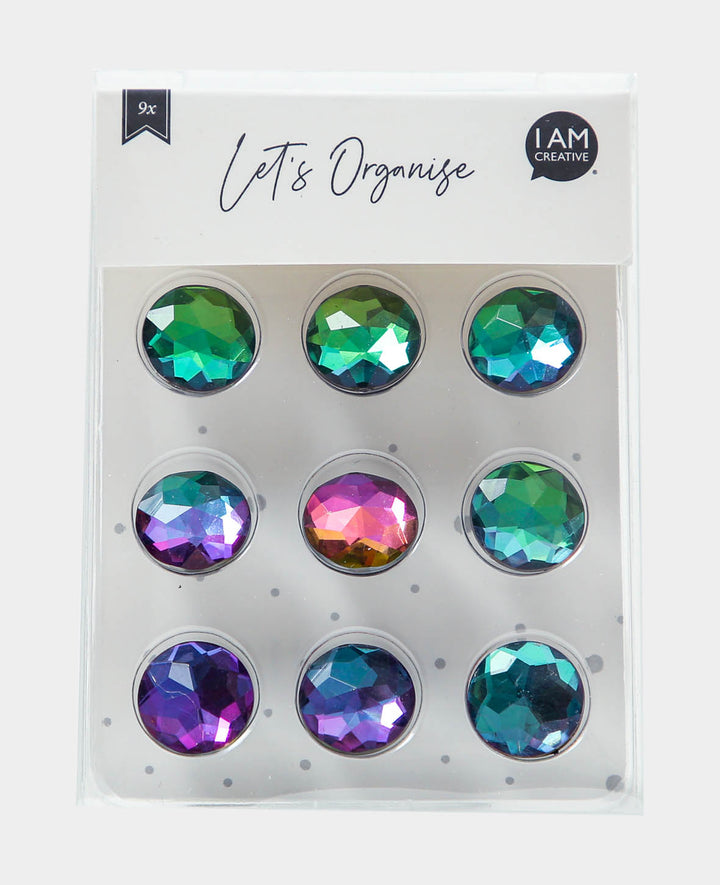 Magnete Acrylglas Juwel, Dekomagnete, Bunt, ø 1.6 x 1.1 cm, 9 Stück