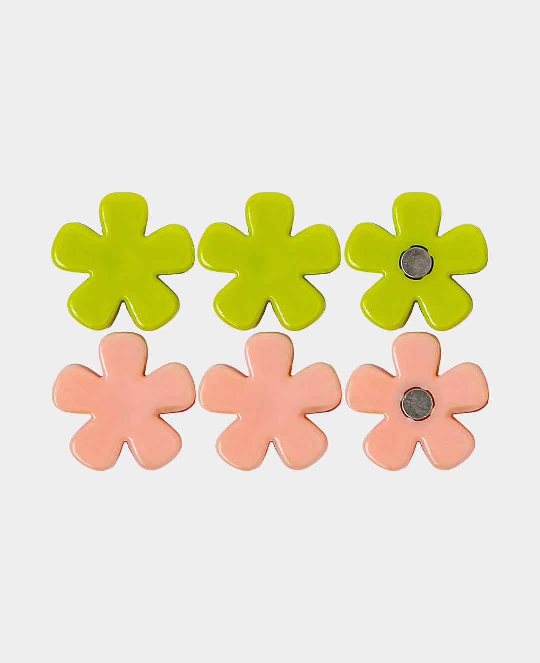 Magnets Flower, Decorative Magnets, Pink &amp; Light Green, ø 1.7 x 0.7 cm, 6 pieces