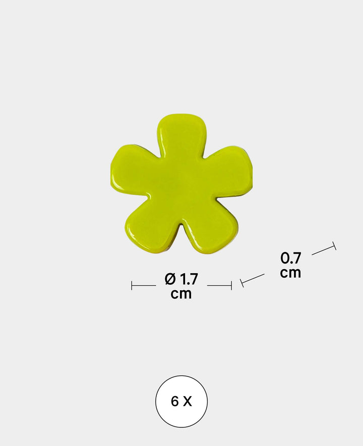 Magnets Flower, Decorative Magnets, Pink &amp; Light Green, ø 1.7 x 0.7 cm, 6 pieces