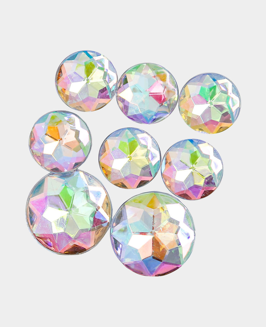 Iridescent Acrylic Glass Jewel Magnets, Decorative Magnets, Colorful, ø 2.2 x 1.1 cm &amp; ø 1.6 x 1.1 cm, 8 pieces