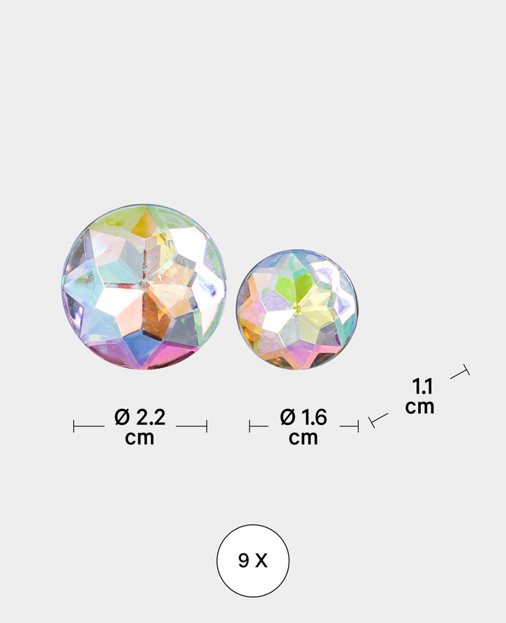 Iridescent Acrylic Glass Jewel Magnets, Decorative Magnets, Colorful, ø 2.2 x 1.1 cm &amp; ø 1.6 x 1.1 cm, 8 pieces