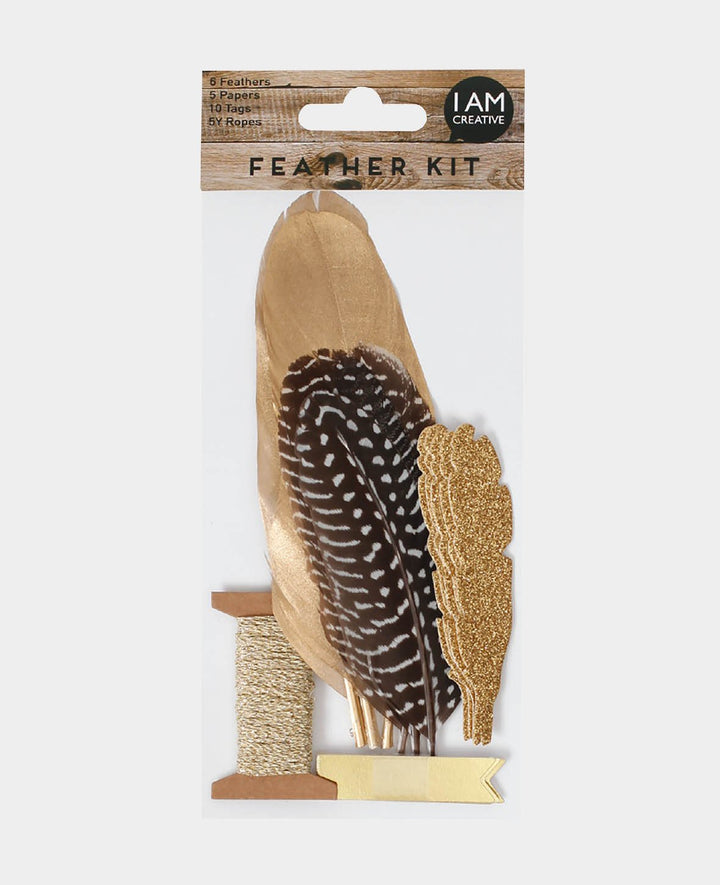 Federn Kit, Schwarz &amp; Weiss gepunktet &amp; Gold, 10-16 cm, 22 tlg.