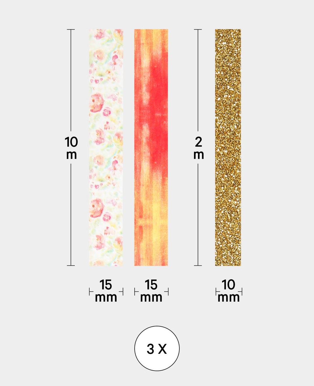 Washi Tape Set of 3, Sunrise Masking Tape