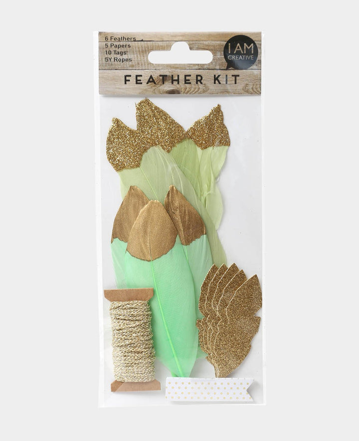 Federn Kit, Mint &amp; Gold, 10-16 cm, 22 tlg.
