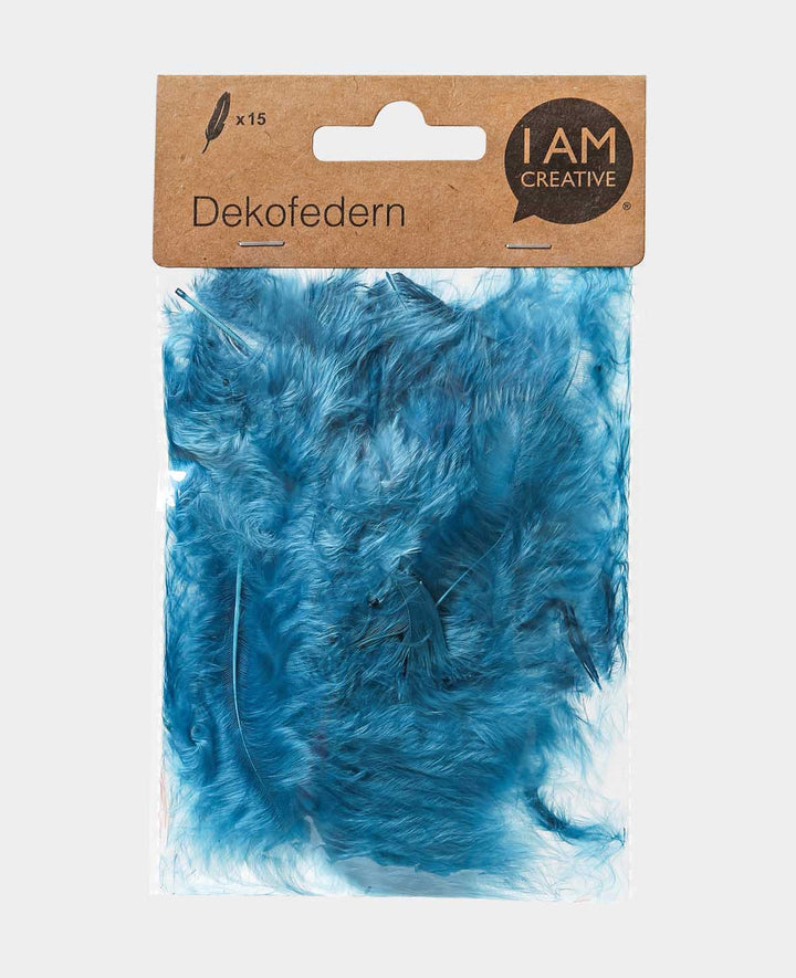Dekofedern, Petrol, 8 cm, 15 Stk.