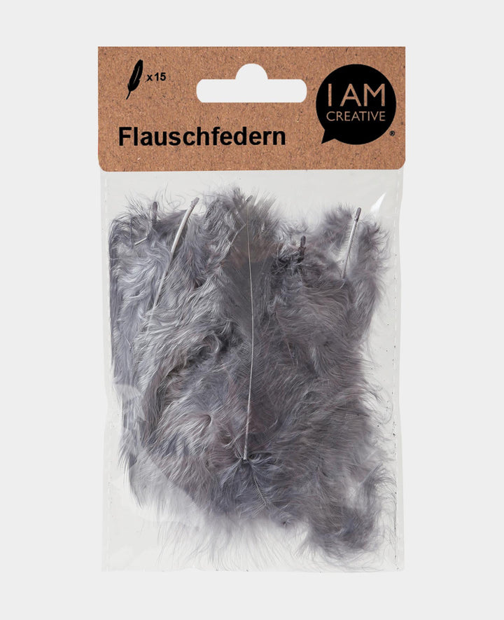 Dekofedern, Grau, 8 cm, 15 Stk.