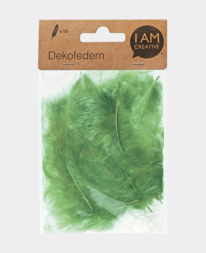 Dekofedern, Lindgrün, 8 cm, 15 Stk.