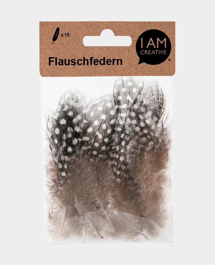 Guinea fowl feathers natural, 8 cm, 15 pcs.