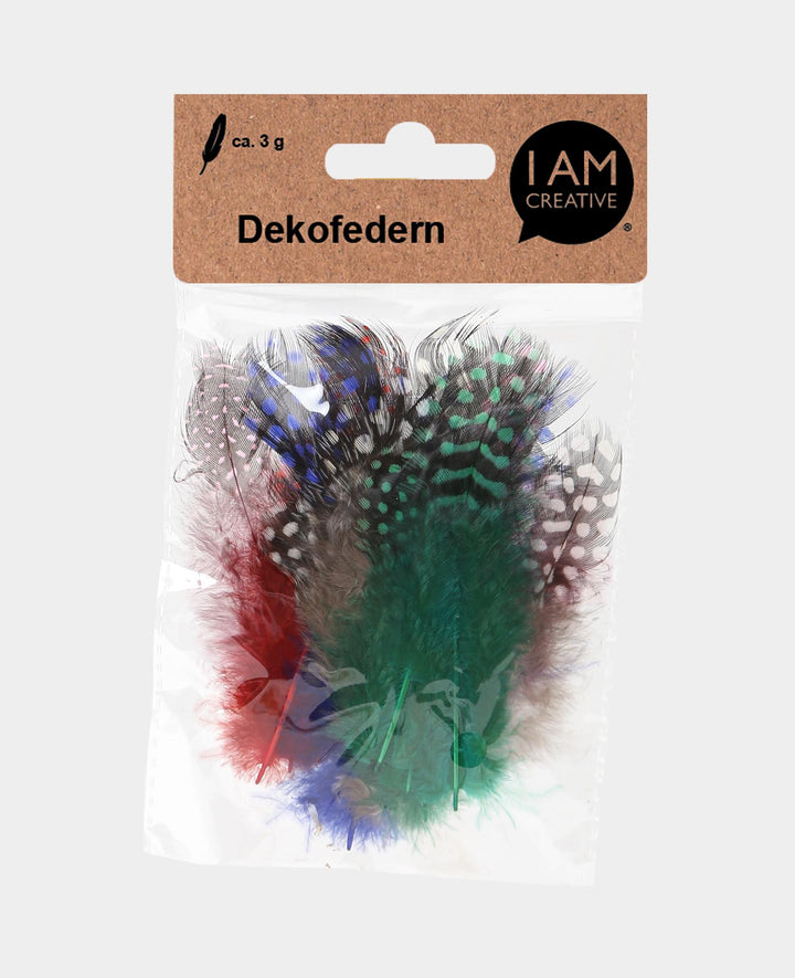 Guinea Fowl Feathers, Colorful, 8 cm, 15 pcs.