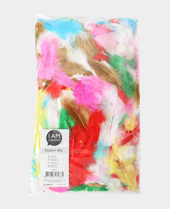 Schmuckfedernset Mix, bunt, 8-10 cm
