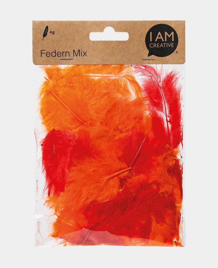 Federn Mix 6 - 12 cm, Rot-Töne