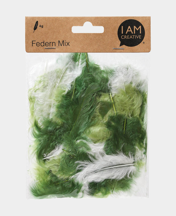 Federn Mix 6 - 12 cm, Grün-Töne