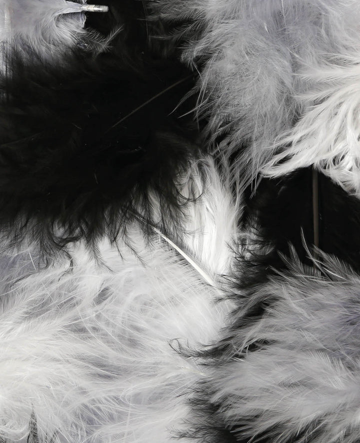 Feathers Mix 6 - 12 cm, black / grey / white