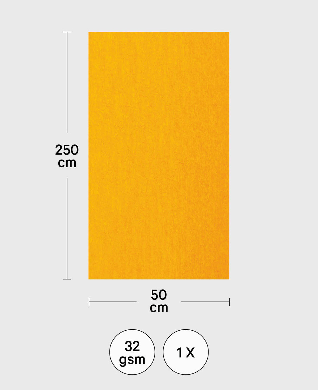 Crepe paper, mandarin, 50 x 250 cm