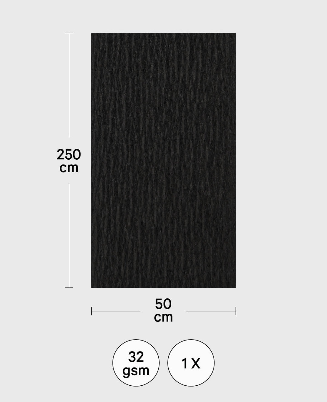 Crepe paper, black, 50 x 250 cm