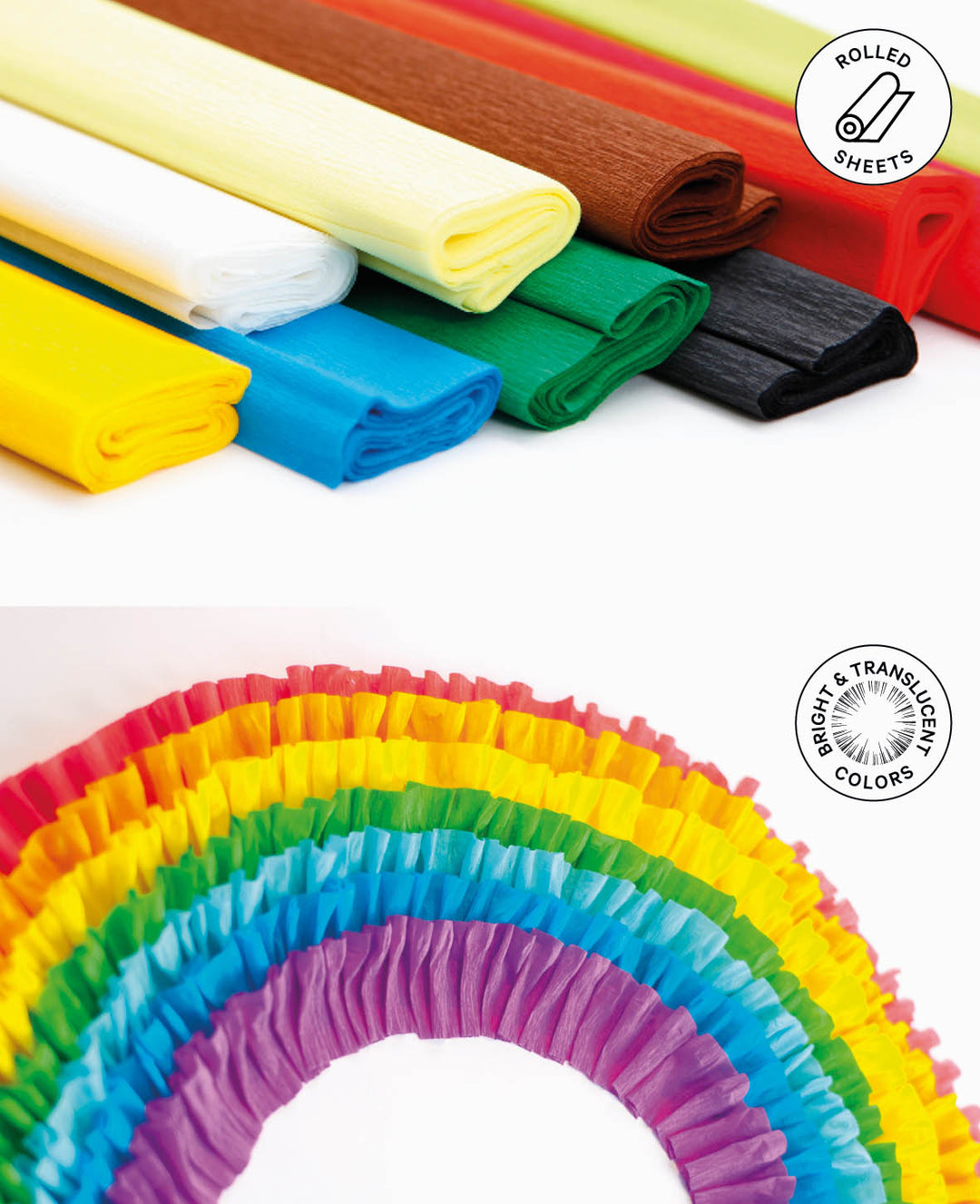 Crepe Paper Set, assorted colors, 50 x 200 cm, 10 pcs.