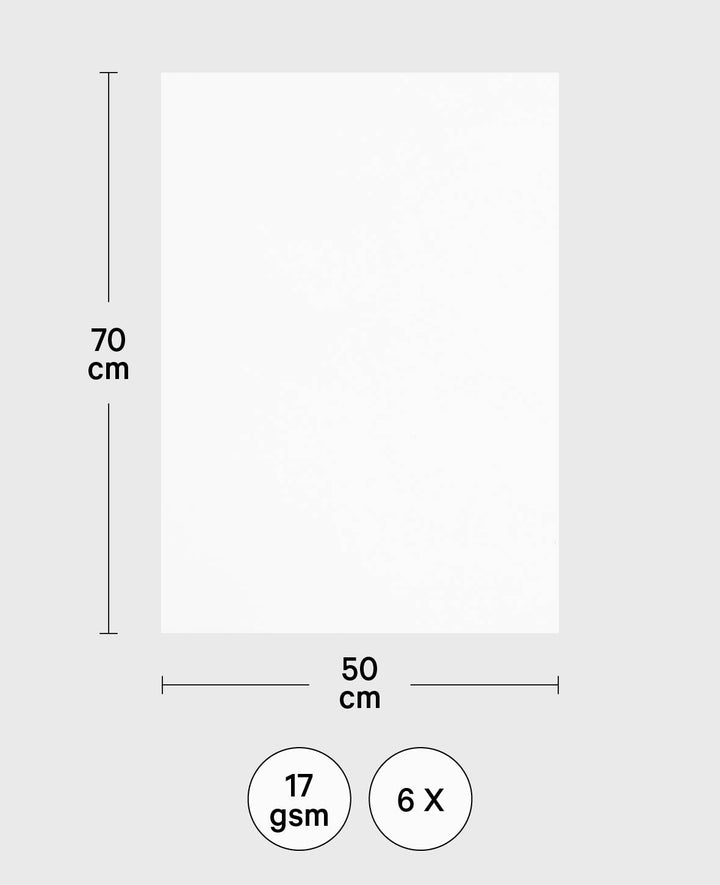 Floral Tissue Paper, White, 50 x 70 cm, 6 sheets, 17 gsm