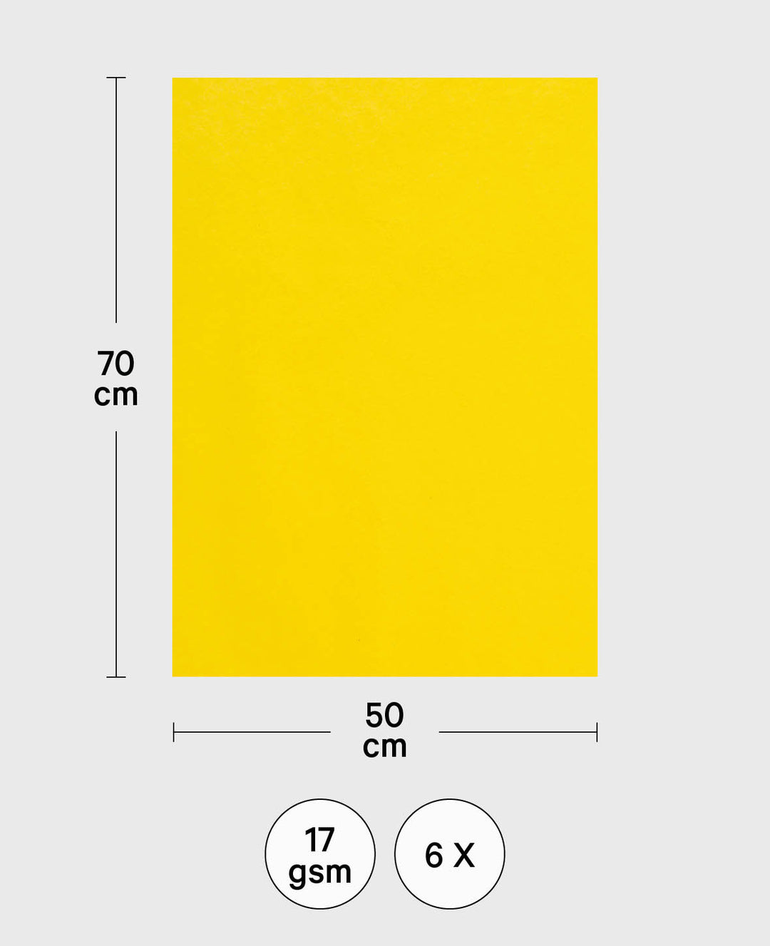 Floral Silk, Tissue Paper, Lemon Yellow, 50 x 70 cm, 6 sheets, 17 gsm