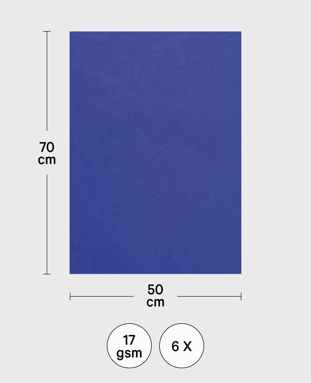 Blumenseide, Seidenpapier, Royalblau, 50 x 70 cm, 6 Bögen, 17 g/m²