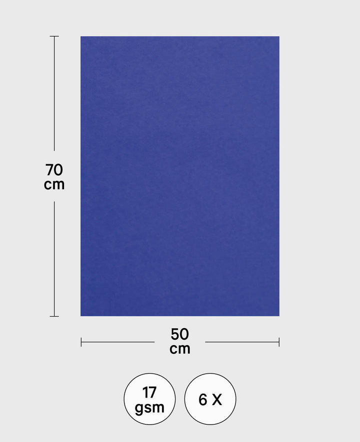 Blumenseide, Seidenpapier, Royalblau, 50 x 70 cm, 6 Bögen, 17 g/m²