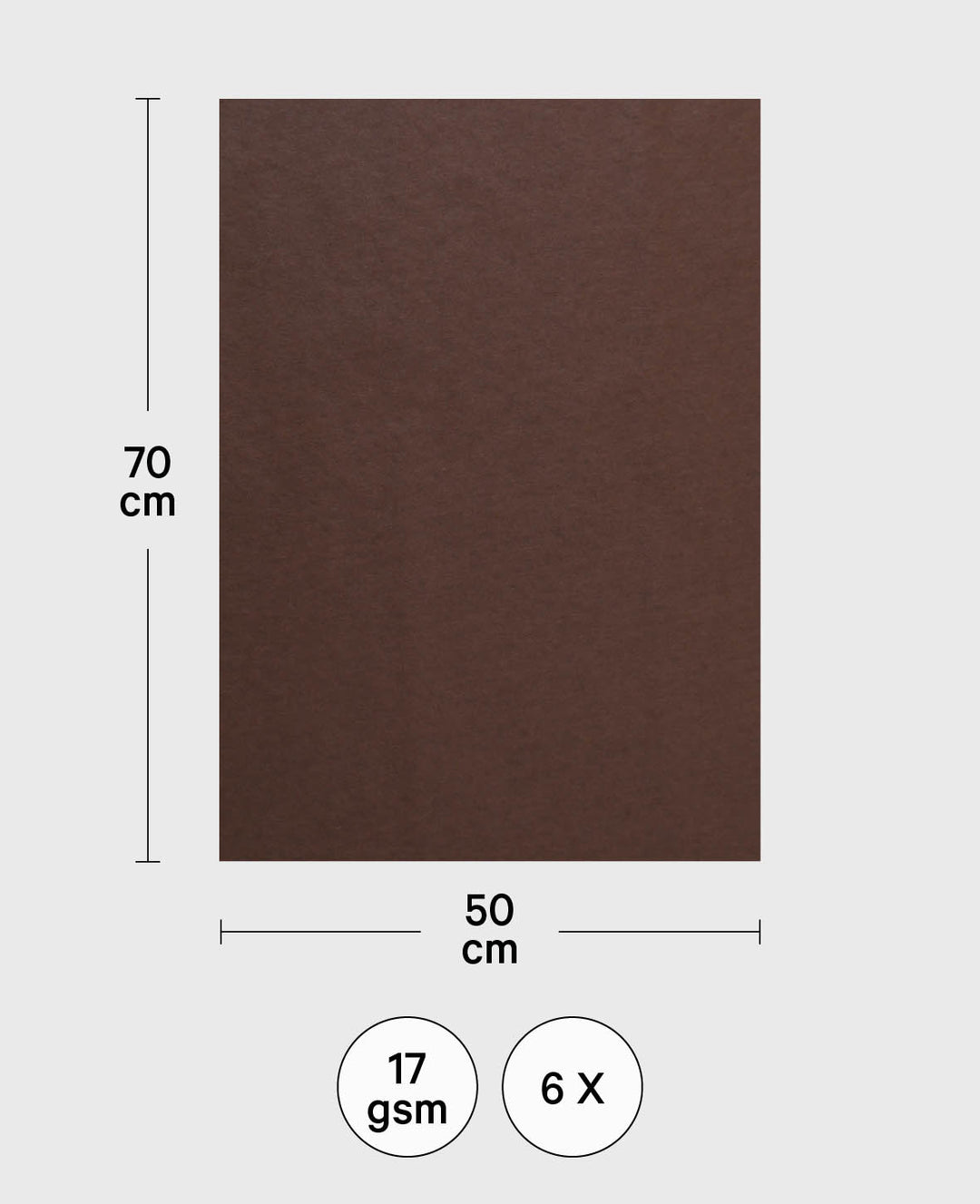 Soie fleuriste, papier de soie, marron, 50 x 70 cm, 6 feuilles, 17 g/m²