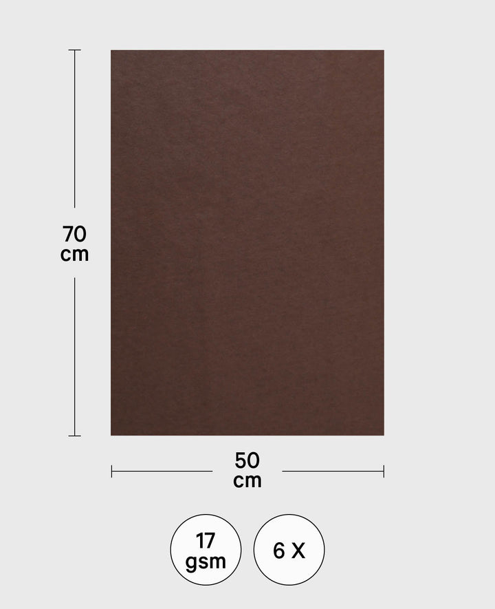 Soie fleuriste, papier de soie, marron, 50 x 70 cm, 6 feuilles, 17 g/m²