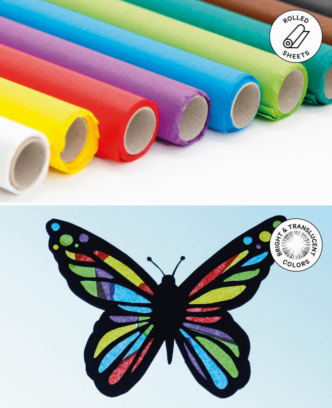Floral Tissue Paper, White, 50 x 70 cm, 6 sheets, 17 gsm