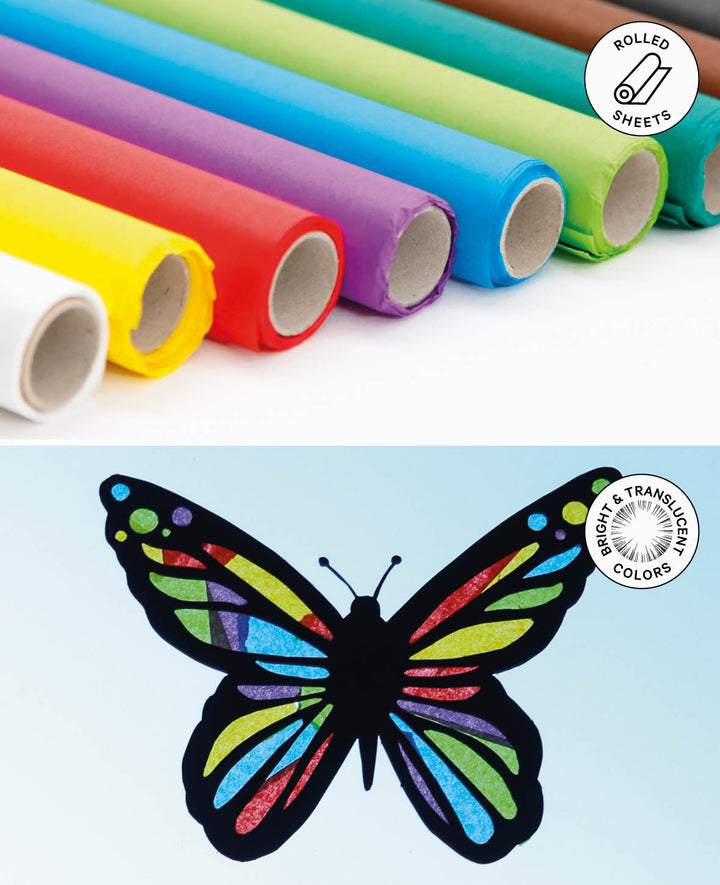 Floral Tissue Paper, White, 50 x 70 cm, 6 sheets, 17 gsm