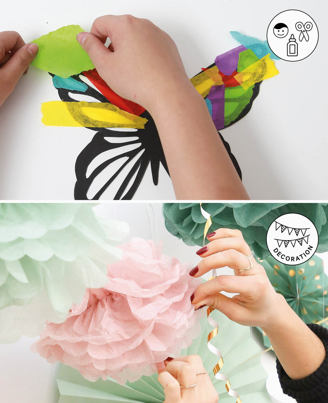 Floral Tissue Paper, White, 50 x 70 cm, 6 sheets, 17 gsm