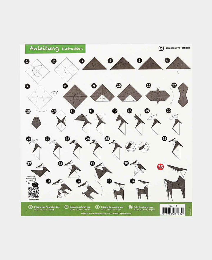 Folding Papers / Origami Paper Zoo, 20.3 x 20.3 cm, 20 Sheets