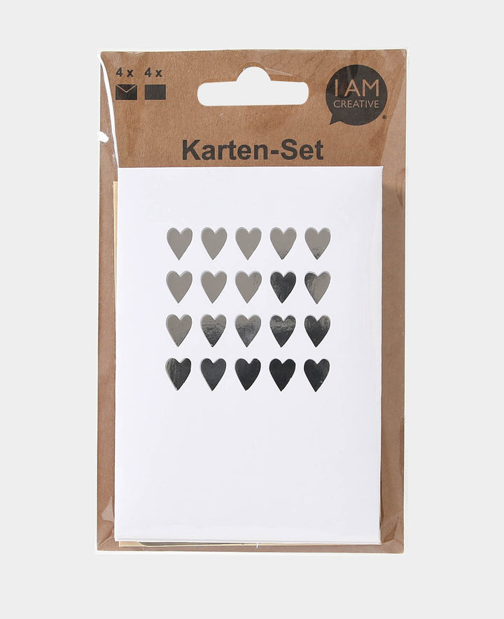 Hearts Card Set, Beige &amp; White, 8 x 11.5 cm &amp; 8.5 x 12 cm, 8-piece